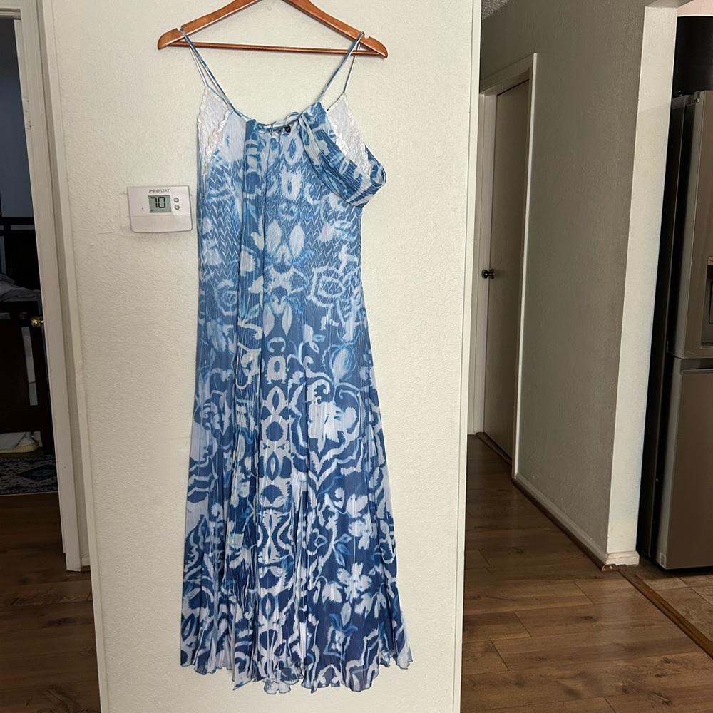 Komarov Blue and White Floral Maxi Dress